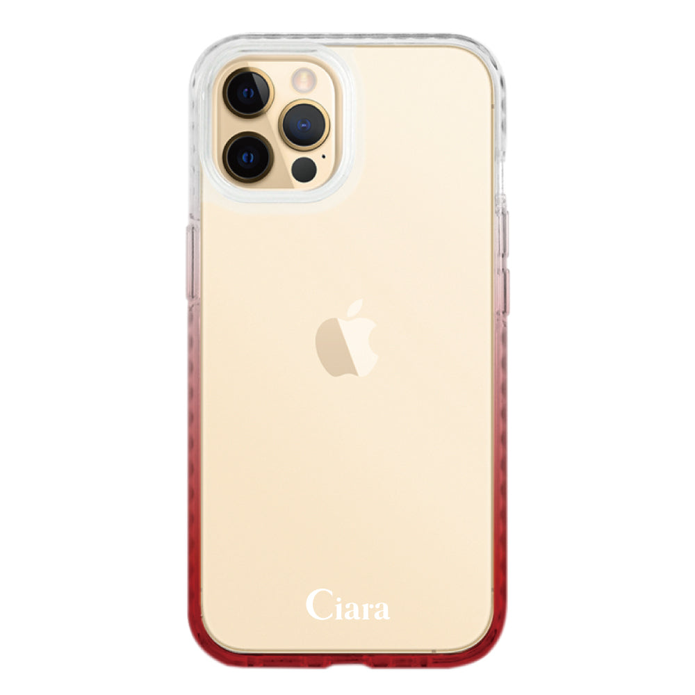 iPhone11Proケース クッションバンパー 耐衝撃クリアケース ロゴ ホワイト/レッド